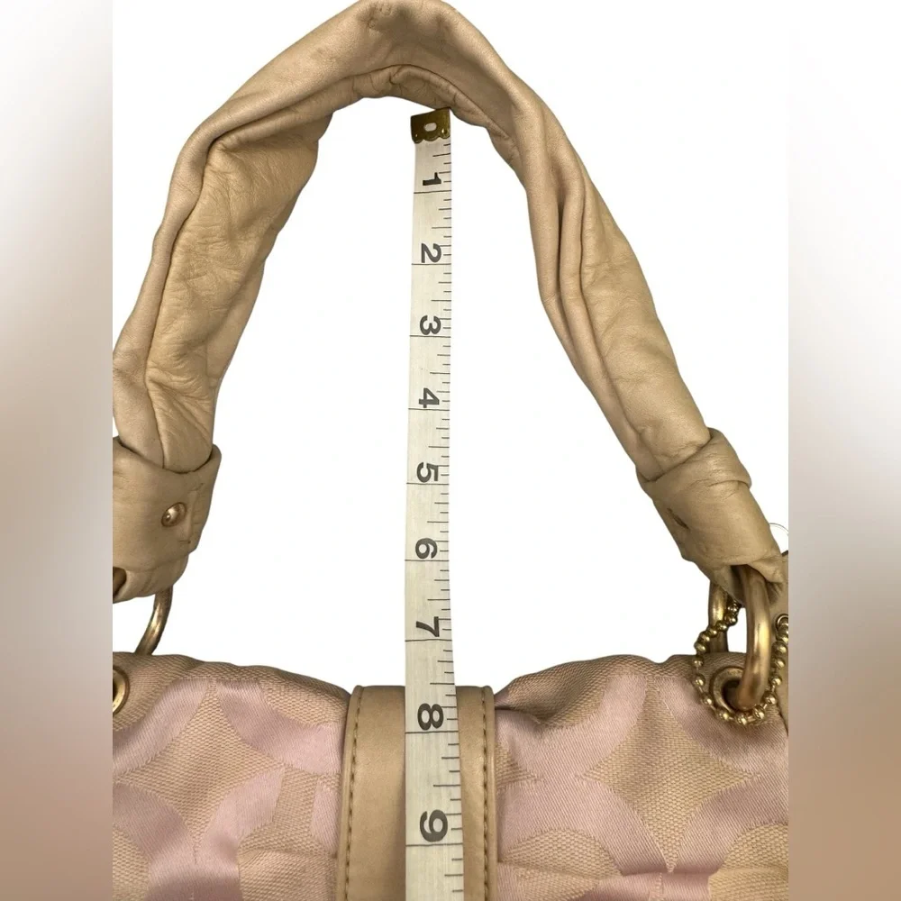 Coach Rare Pink and Beige Parker Bow Ruched Mini Small Shoulder Bag